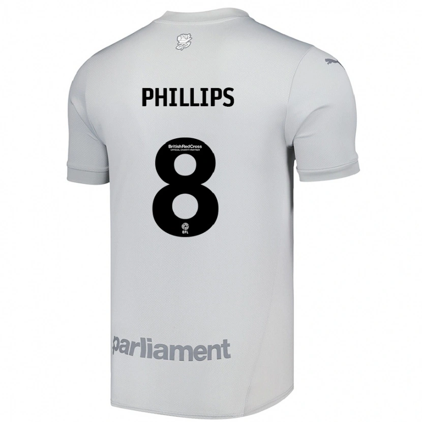 Danxen Enfant Maillot Adam Phillips #8 Gris Argenté Tenues Extérieur 2024/25 T-Shirt