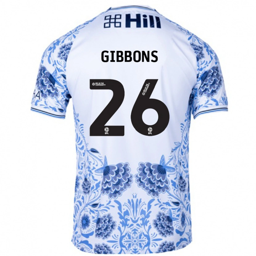 Danxen Enfant Maillot James Gibbons #26 Blanc Bleu Tenues Extérieur 2024/25 T-Shirt