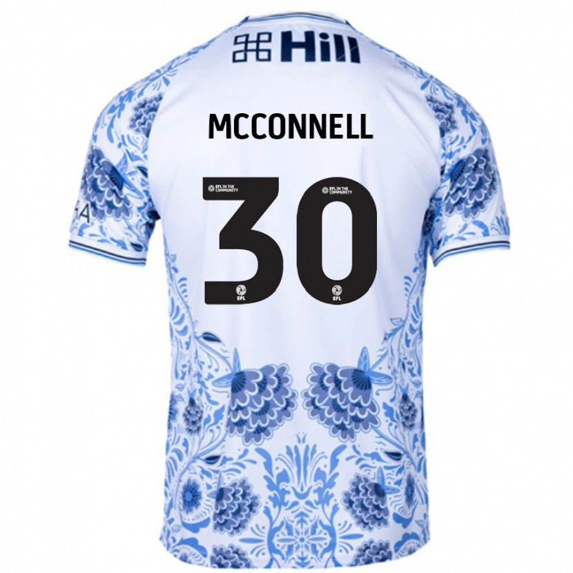Danxen Enfant Maillot Glenn Mcconnell #30 Blanc Bleu Tenues Extérieur 2024/25 T-Shirt