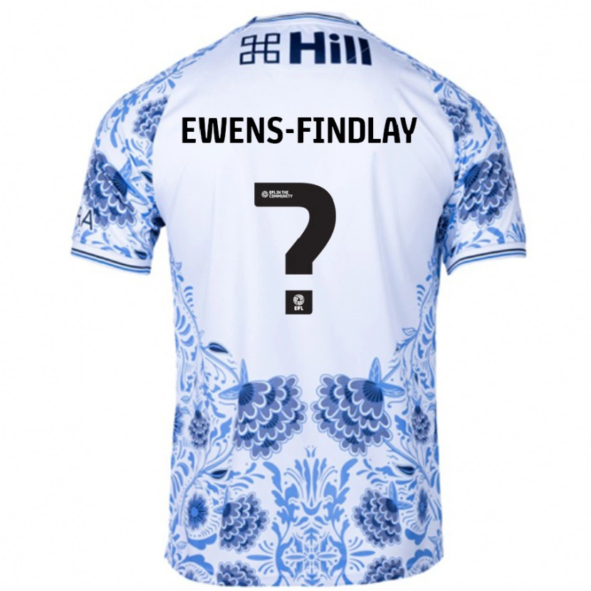 Danxen Enfant Maillot Ty Ewens-Findlay #0 Blanc Bleu Tenues Extérieur 2024/25 T-Shirt