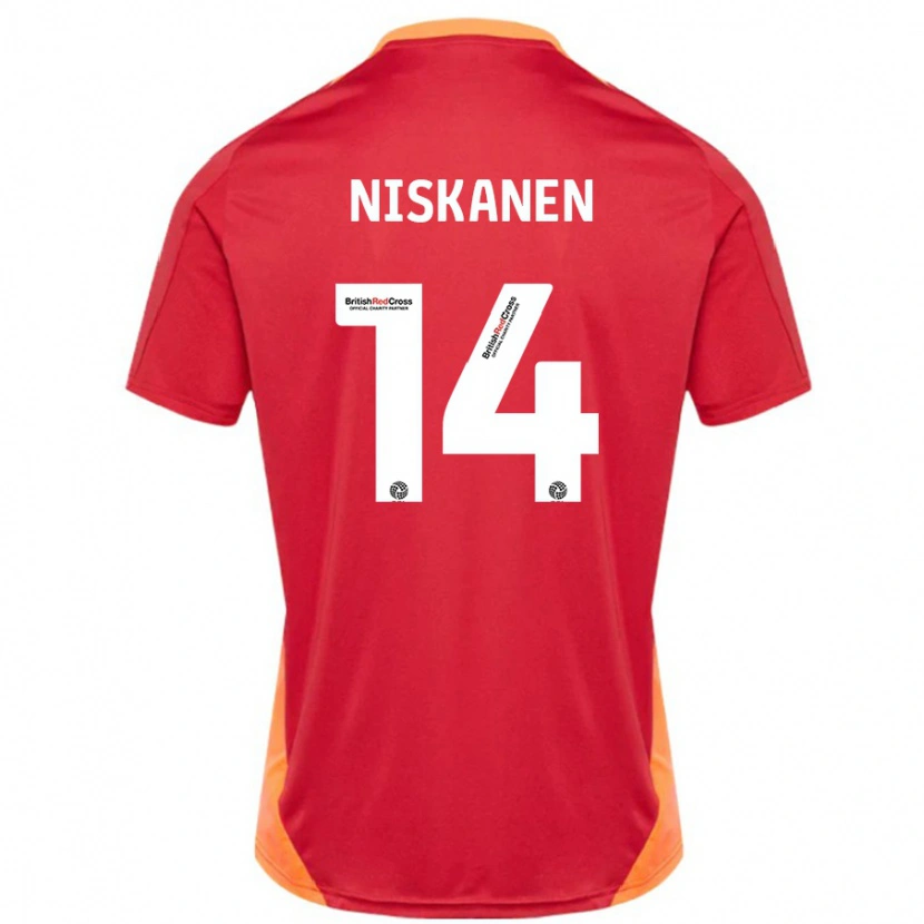 Danxen Enfant Maillot Ilmari Niskanen #14 Bleu Blanc Cassé Tenues Extérieur 2024/25 T-Shirt