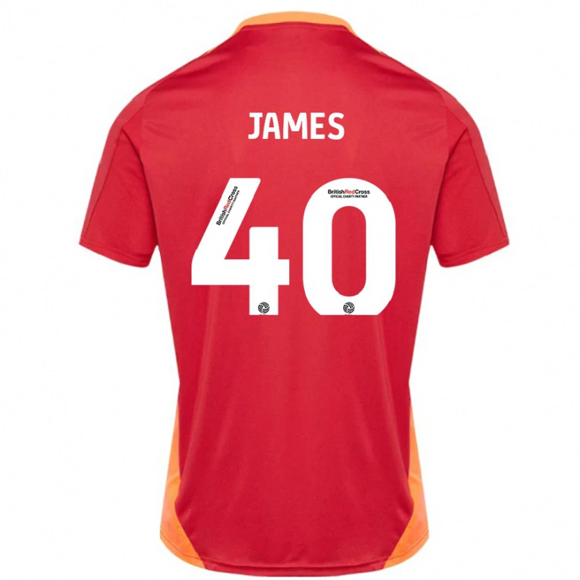 Danxen Enfant Maillot Ed James #40 Bleu Blanc Cassé Tenues Extérieur 2024/25 T-Shirt