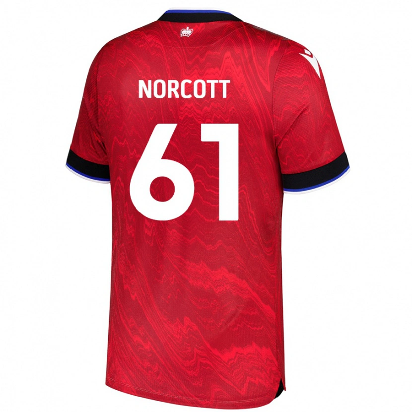Danxen Enfant Maillot Tom Norcott #61 Rouge Noir Tenues Extérieur 2024/25 T-Shirt