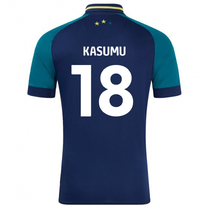 Danxen Enfant Maillot David Kasumu #18 Marine Vert Foncé Tenues Extérieur 2024/25 T-Shirt