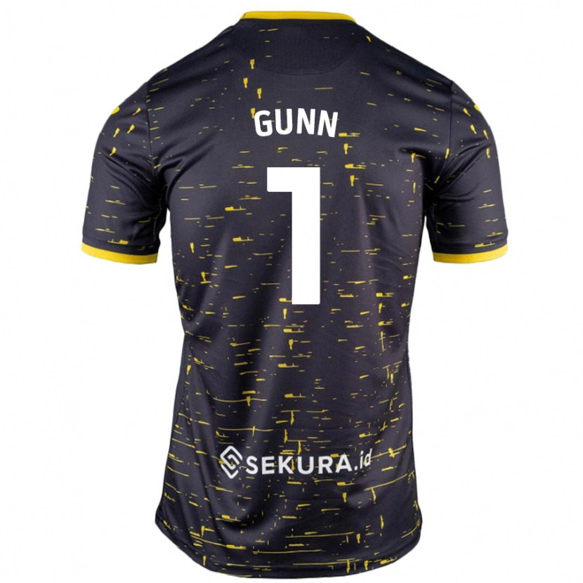 Danxen Enfant Maillot Angus Gunn #1 Noir Jaune Tenues Extérieur 2024/25 T-Shirt