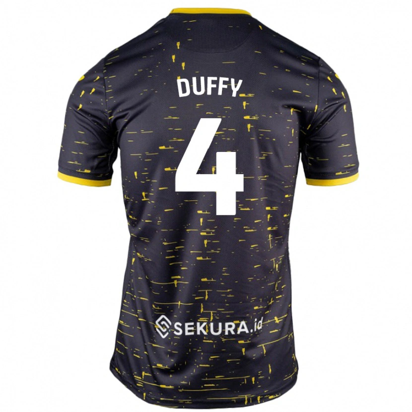 Danxen Enfant Maillot Shane Duffy #4 Noir Jaune Tenues Extérieur 2024/25 T-Shirt