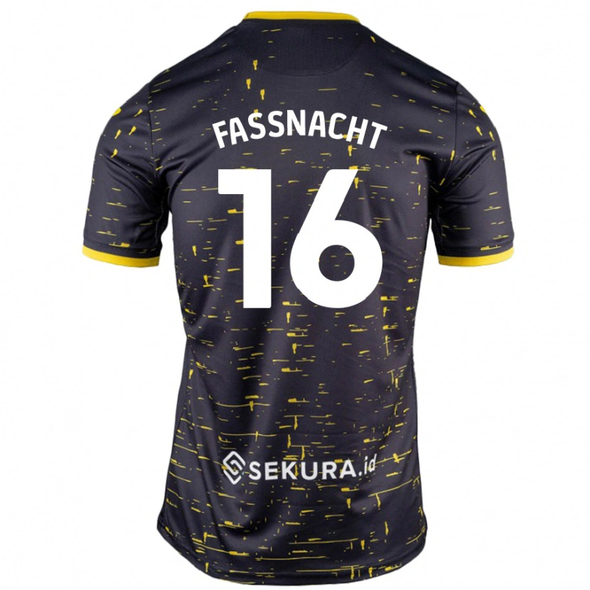 Danxen Enfant Maillot Christian Fassnacht #16 Noir Jaune Tenues Extérieur 2024/25 T-Shirt