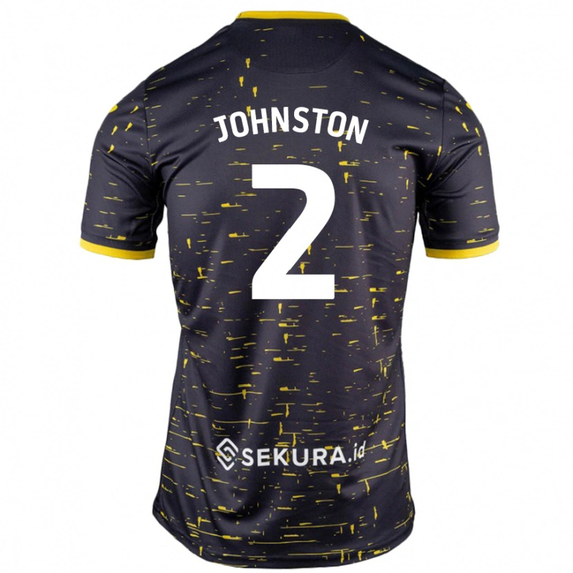 Danxen Enfant Maillot Chardonnay Johnston #2 Noir Jaune Tenues Extérieur 2024/25 T-Shirt