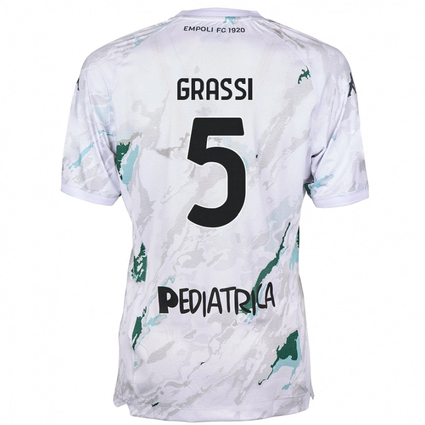 Danxen Enfant Maillot Alberto Grassi #5 Gris Tenues Extérieur 2024/25 T-Shirt