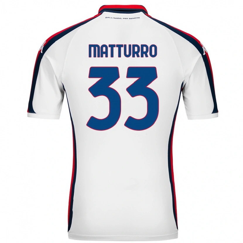 Danxen Enfant Maillot Alan Matturro #33 Blanc Tenues Extérieur 2024/25 T-Shirt