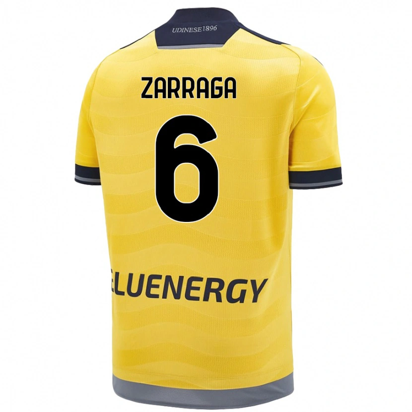 Danxen Enfant Maillot Oier Zarraga #6 Doré Tenues Extérieur 2024/25 T-Shirt