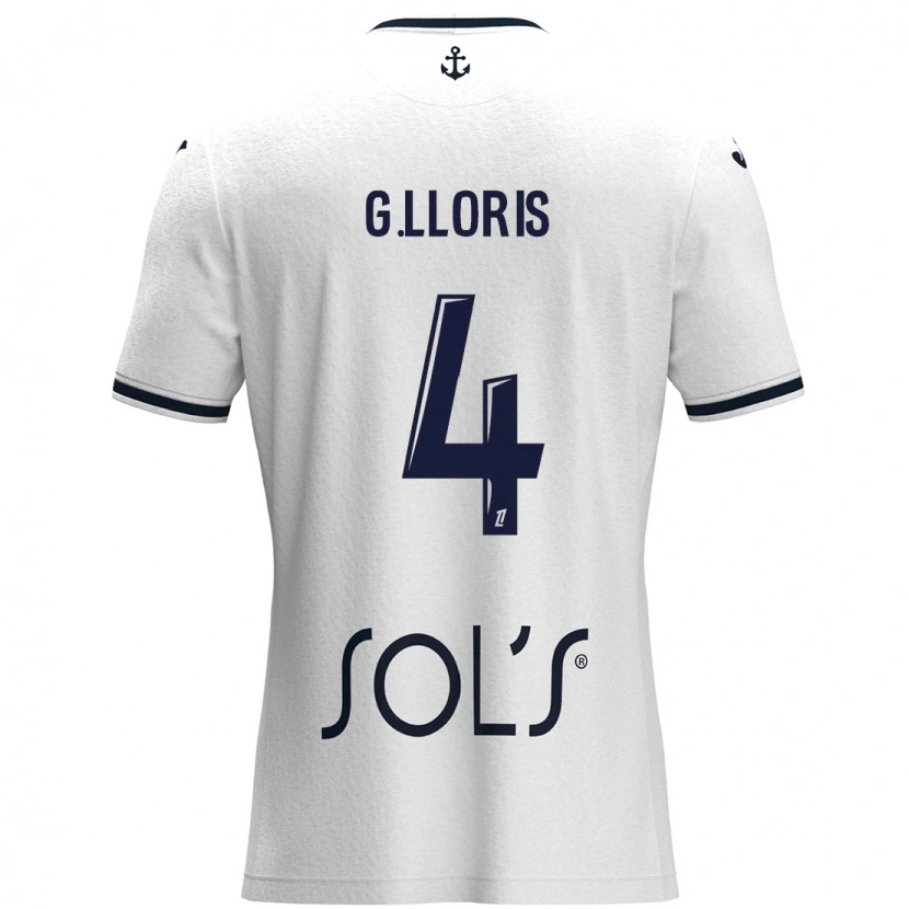 Danxen Enfant Maillot Gautier Lloris #4 Blanc Bleu Foncé Tenues Extérieur 2024/25 T-Shirt