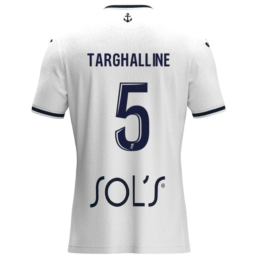Danxen Enfant Maillot Oussama Targhalline #5 Blanc Bleu Foncé Tenues Extérieur 2024/25 T-Shirt