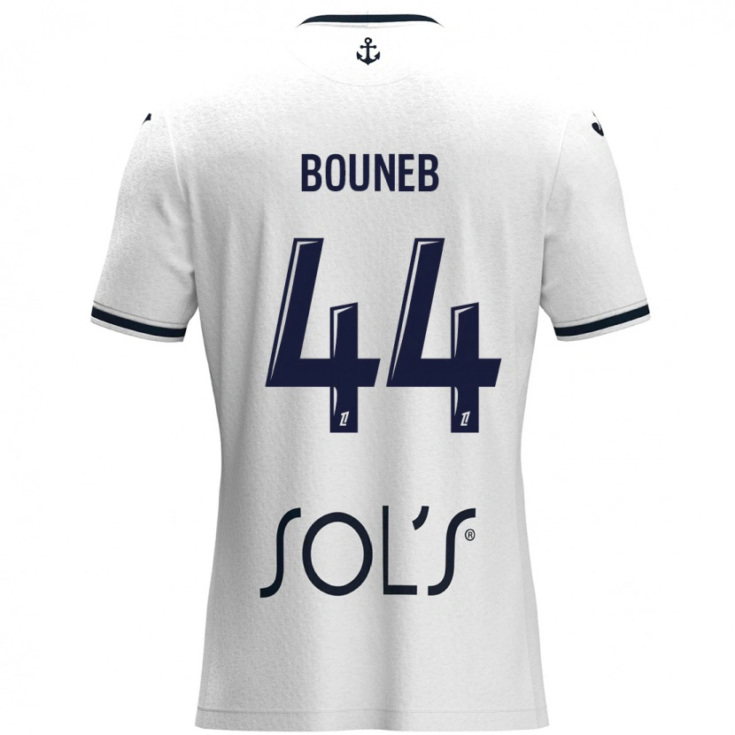 Danxen Enfant Maillot Ismaïl Bouneb #44 Blanc Bleu Foncé Tenues Extérieur 2024/25 T-Shirt