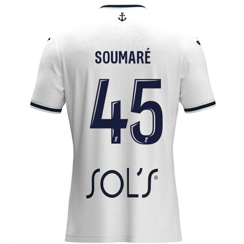 Danxen Enfant Maillot Issa Soumaré #45 Blanc Bleu Foncé Tenues Extérieur 2024/25 T-Shirt