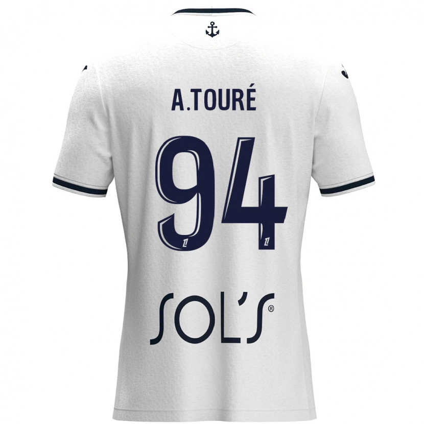 Danxen Enfant Maillot Abdoulaye Touré #94 Blanc Bleu Foncé Tenues Extérieur 2024/25 T-Shirt