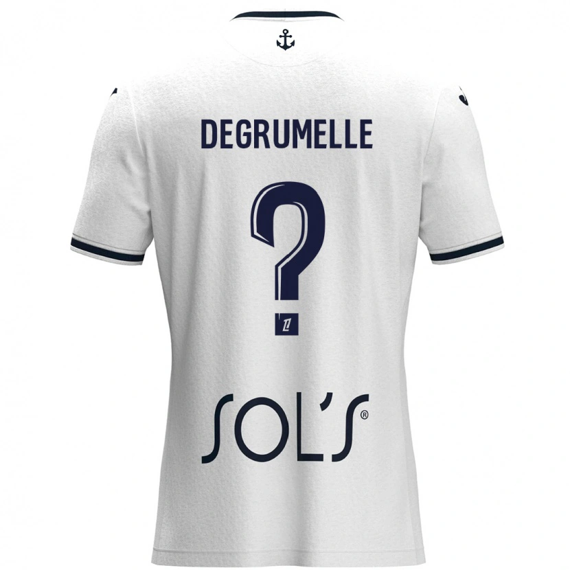Danxen Enfant Maillot Matéo Degrumelle #0 Blanc Bleu Foncé Tenues Extérieur 2024/25 T-Shirt
