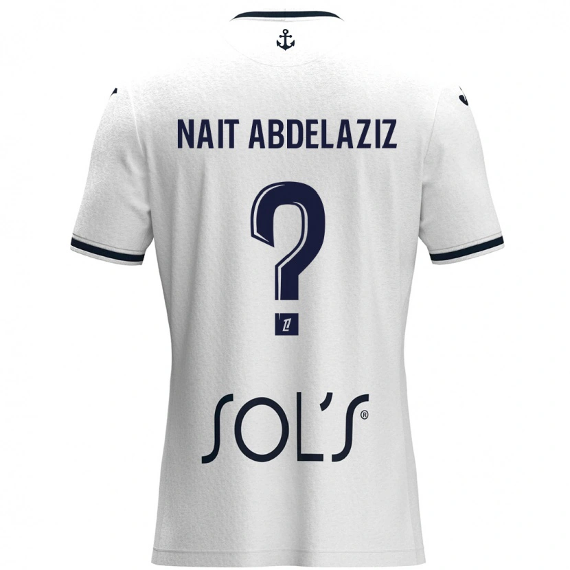 Danxen Enfant Maillot Elias Naït Abdelaziz #0 Blanc Bleu Foncé Tenues Extérieur 2024/25 T-Shirt