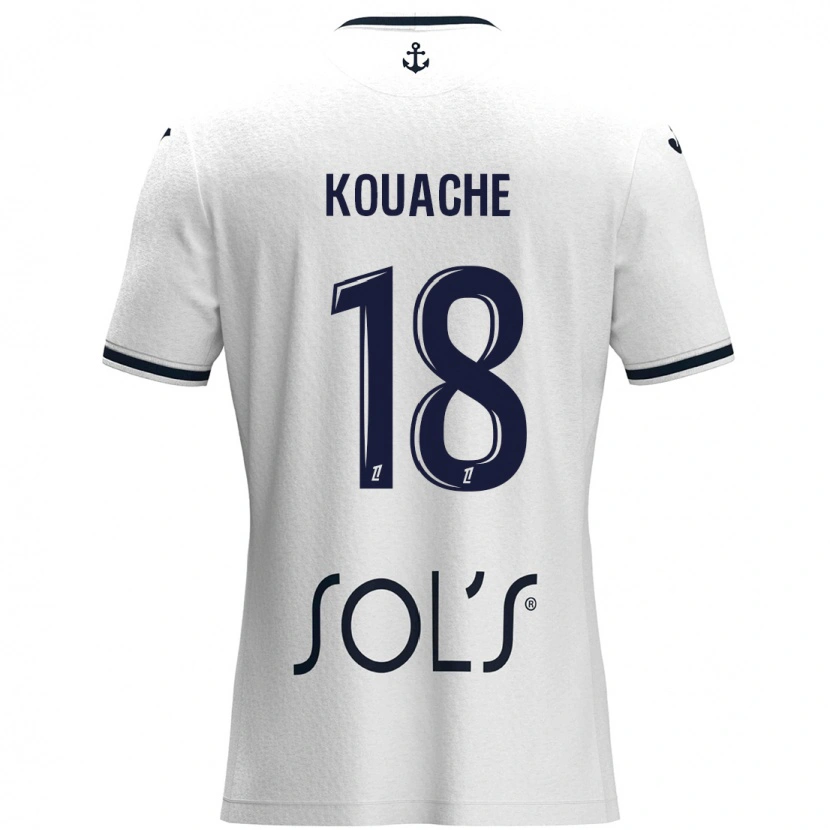 Danxen Enfant Maillot Éva Kouache #18 Blanc Bleu Foncé Tenues Extérieur 2024/25 T-Shirt