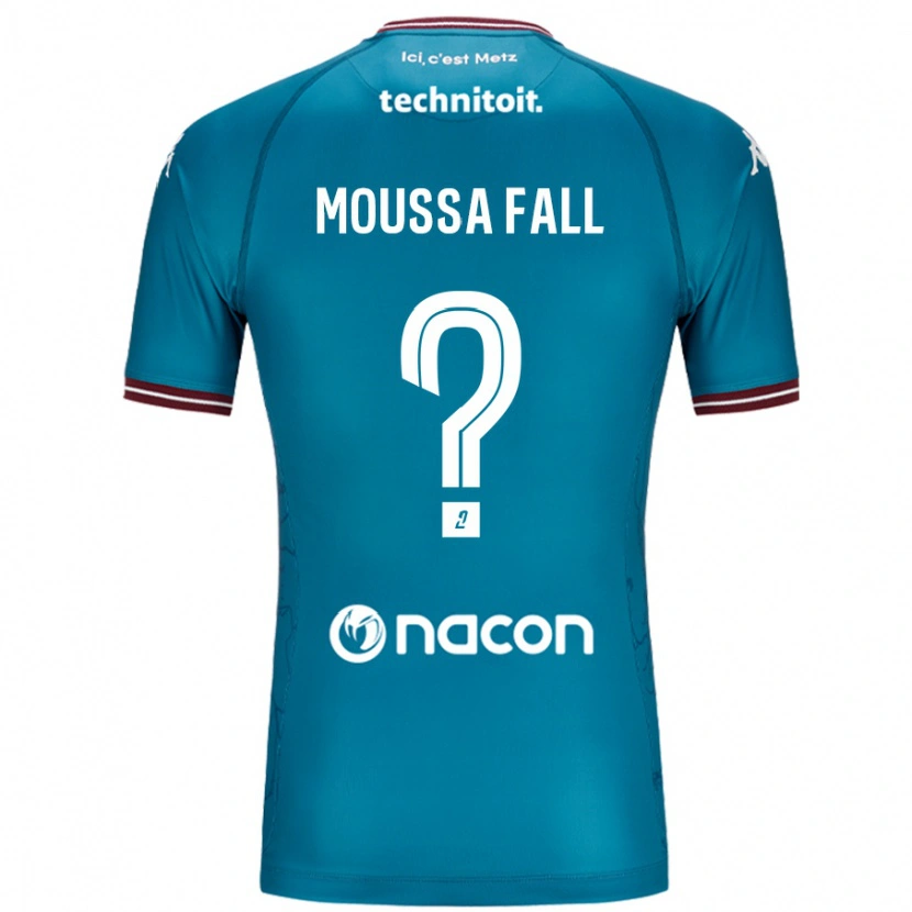 Danxen Enfant Maillot Pape Moussa Fall #0 Bleu Pétrole Tenues Extérieur 2024/25 T-Shirt