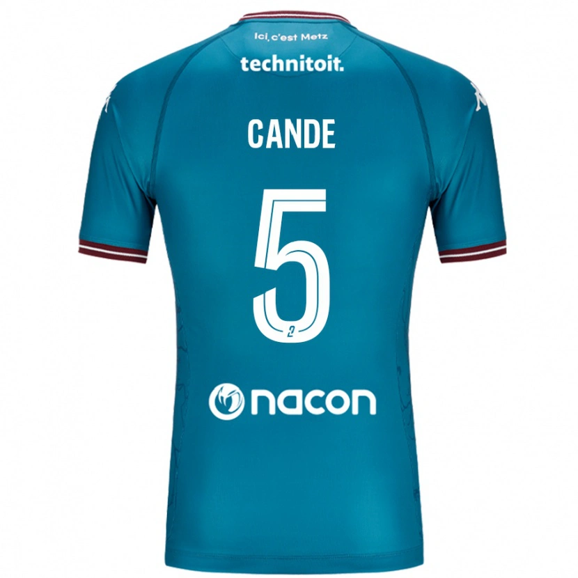 Danxen Enfant Maillot Fali Candé #5 Bleu Pétrole Tenues Extérieur 2024/25 T-Shirt
