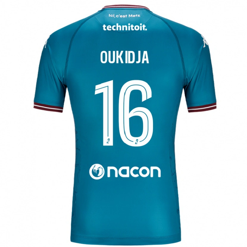 Danxen Enfant Maillot Alexandre Oukidja #16 Bleu Pétrole Tenues Extérieur 2024/25 T-Shirt