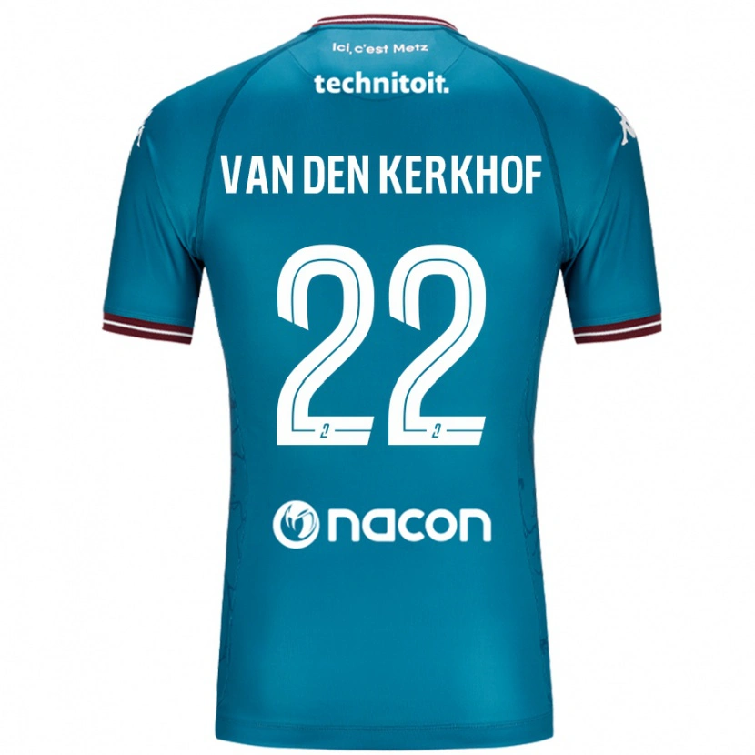 Danxen Enfant Maillot Kevin Van Den Kerkhof #22 Bleu Pétrole Tenues Extérieur 2024/25 T-Shirt