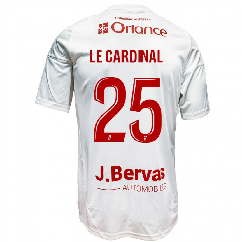 Danxen Enfant Maillot Julien Le Cardinal #25 Blanc Rouge Tenues Extérieur 2024/25 T-Shirt