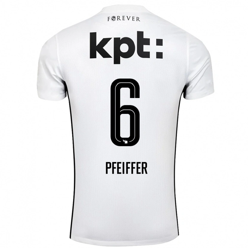Danxen Enfant Maillot Patric Pfeiffer #6 Blanc Noir Tenues Extérieur 2024/25 T-Shirt