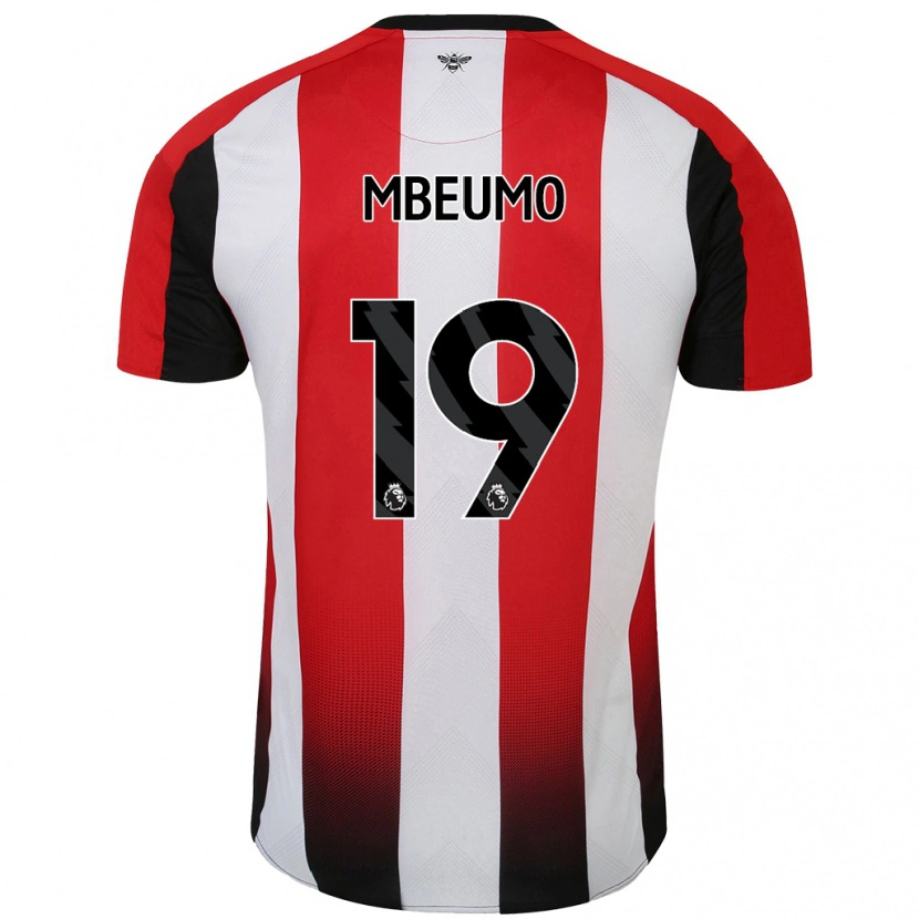 Danxen Homme Maillot Bryan Mbeumo #19 Rouge Blanc Tenues Domicile 2024/25 T-Shirt