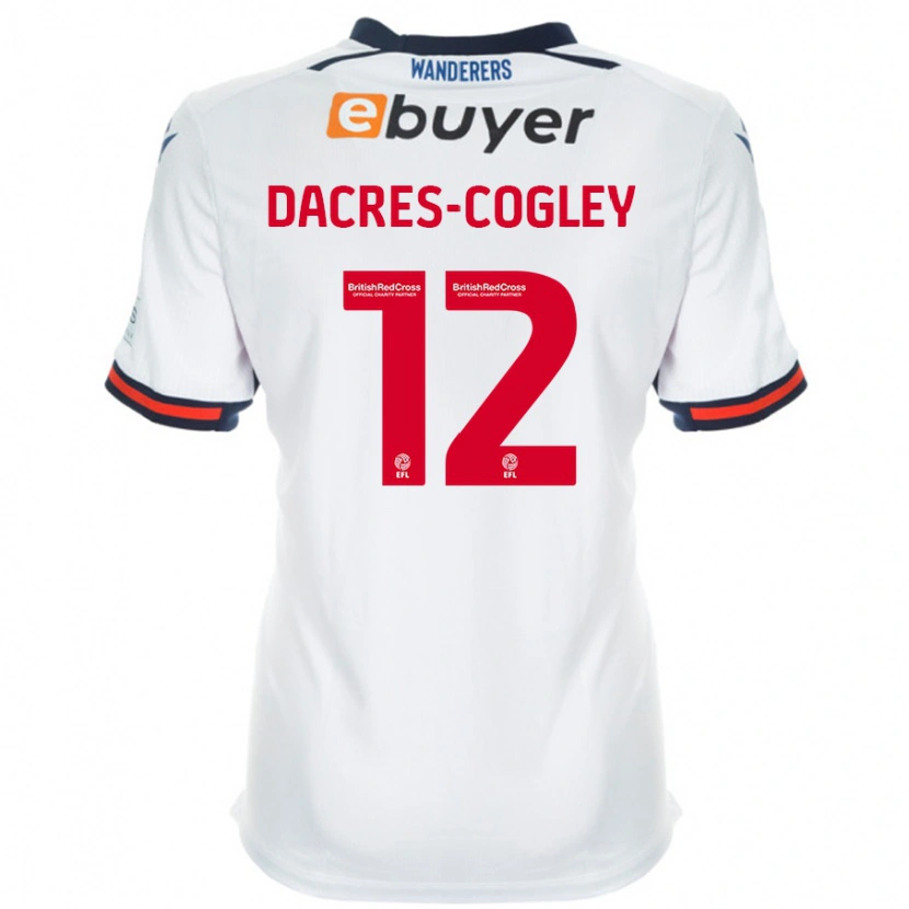 Danxen Homme Maillot Josh Dacres-Cogley #12 Blanc Tenues Domicile 2024/25 T-Shirt