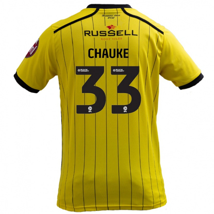 Danxen Homme Maillot Kgaogelo Chauke #33 Jaune Tenues Domicile 2024/25 T-Shirt
