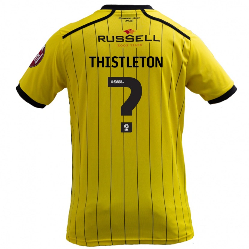 Danxen Homme Maillot Bodi Thistleton #0 Jaune Tenues Domicile 2024/25 T-Shirt