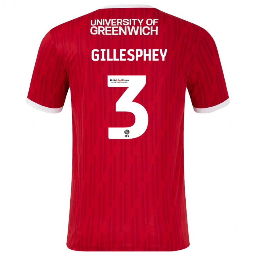 Danxen Homme Maillot Macaulay Gillesphey #3 Rouge Blanc Tenues Domicile 2024/25 T-Shirt
