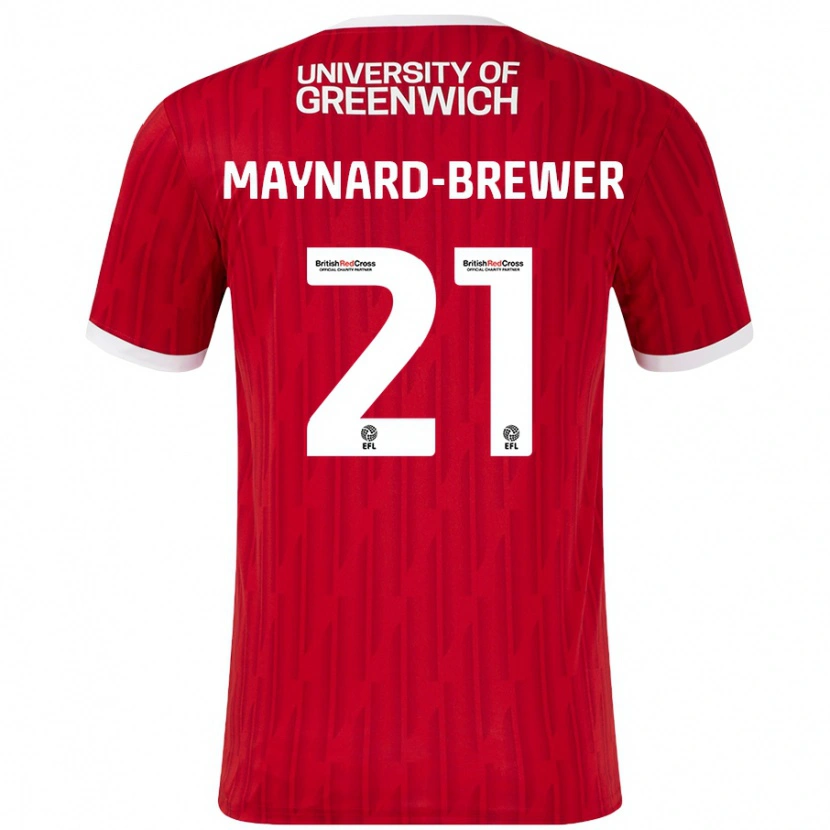 Danxen Homme Maillot Ashley Maynard-Brewer #21 Rouge Blanc Tenues Domicile 2024/25 T-Shirt