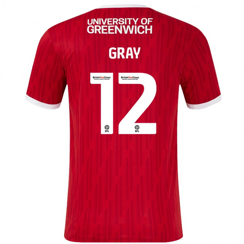 Danxen Homme Maillot Jessica Gray #12 Rouge Blanc Tenues Domicile 2024/25 T-Shirt