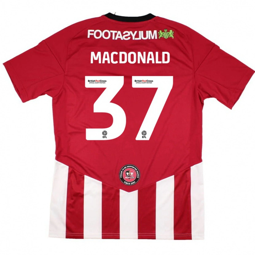 Danxen Homme Maillot Shaun Macdonald #37 Rouge Blanc Tenues Domicile 2024/25 T-Shirt