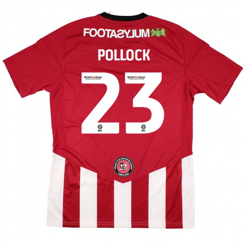 Danxen Homme Maillot Amber Pollock #23 Rouge Blanc Tenues Domicile 2024/25 T-Shirt