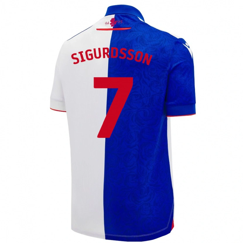 Danxen Homme Maillot Arnór Sigurdsson #7 Bleu Ciel Blanc Tenues Domicile 2024/25 T-Shirt
