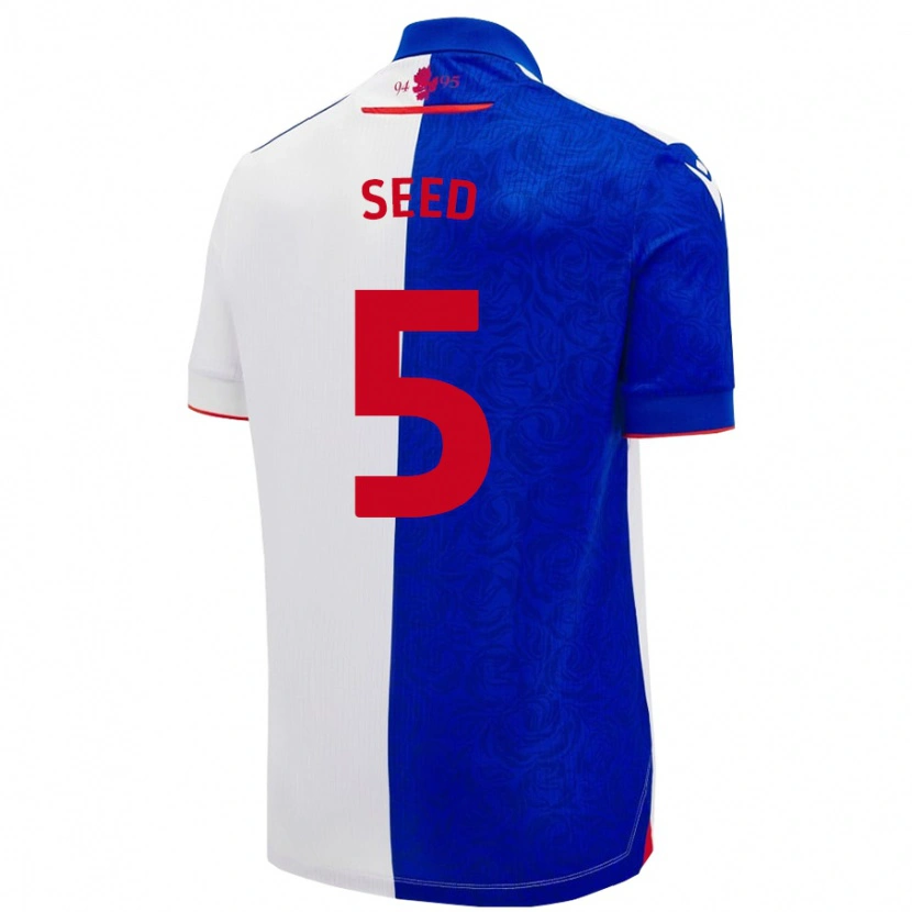 Danxen Homme Maillot Helen Seed #5 Bleu Ciel Blanc Tenues Domicile 2024/25 T-Shirt