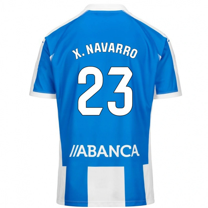 Danxen Homme Maillot Ximo Navarro #23 Bleu Blanc Tenues Domicile 2024/25 T-Shirt