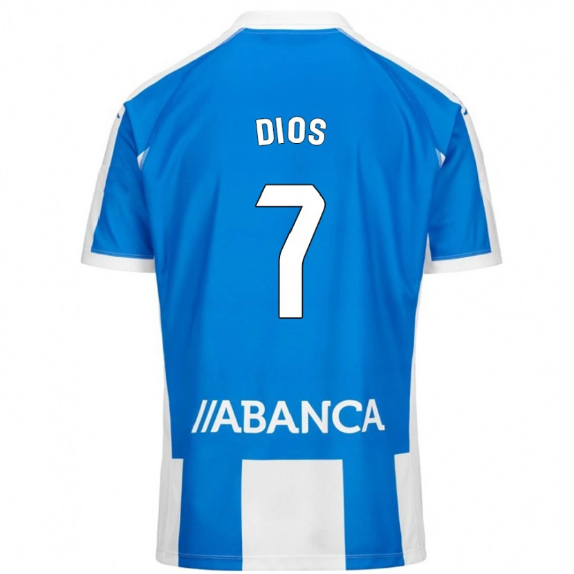 Danxen Homme Maillot Eva Dios #7 Bleu Blanc Tenues Domicile 2024/25 T-Shirt