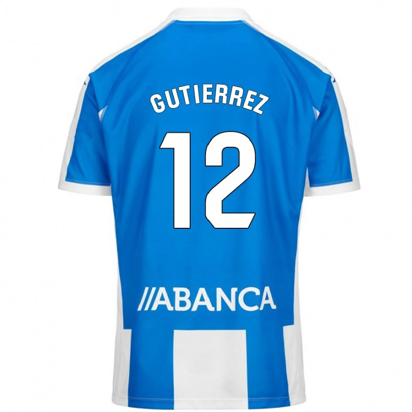 Danxen Homme Maillot Laura Gutiérrez #12 Bleu Blanc Tenues Domicile 2024/25 T-Shirt