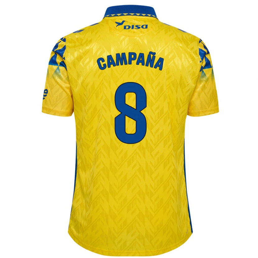 Danxen Homme Maillot José Campaña #8 Jaune Bleu Tenues Domicile 2024/25 T-Shirt