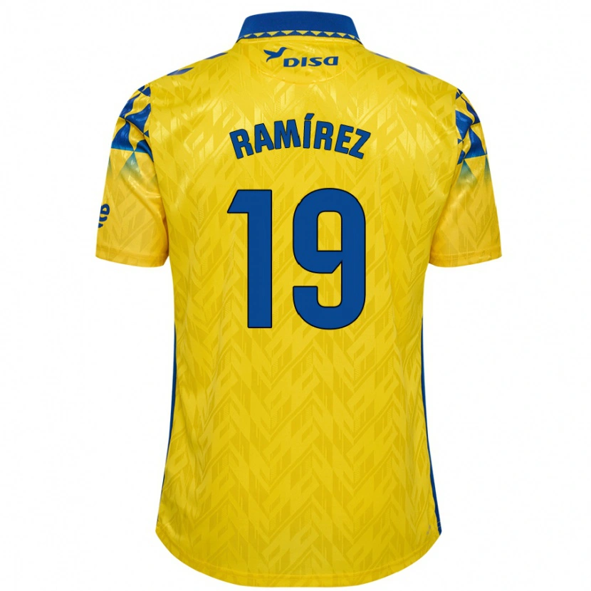 Danxen Homme Maillot Sandro Ramírez #19 Jaune Bleu Tenues Domicile 2024/25 T-Shirt