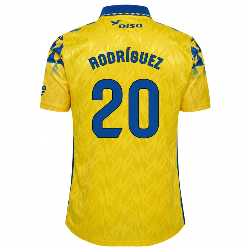 Danxen Homme Maillot Kirian Rodríguez #20 Jaune Bleu Tenues Domicile 2024/25 T-Shirt