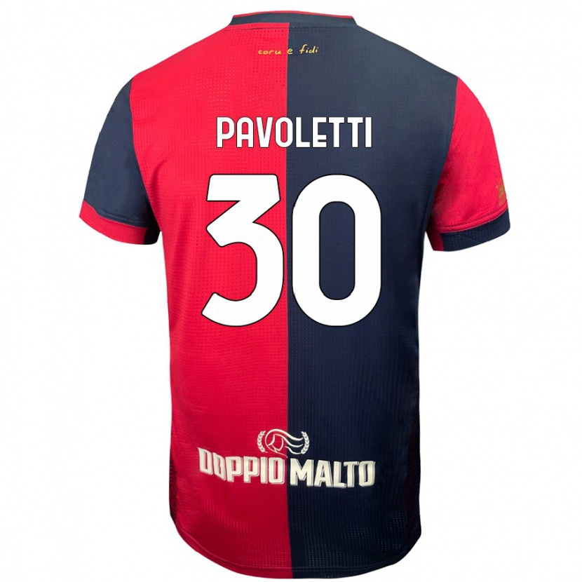 Danxen Homme Maillot Leonardo Pavoletti #30 Rouge Bleu Foncé Tenues Domicile 2024/25 T-Shirt
