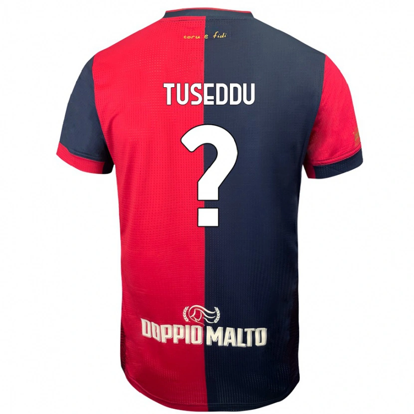 Danxen Homme Maillot Alessio Tuseddu #0 Rouge Bleu Foncé Tenues Domicile 2024/25 T-Shirt