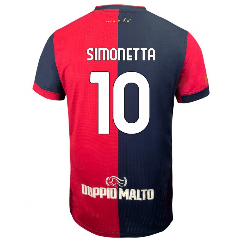 Danxen Homme Maillot Jacopo Simonetta #10 Rouge Bleu Foncé Tenues Domicile 2024/25 T-Shirt