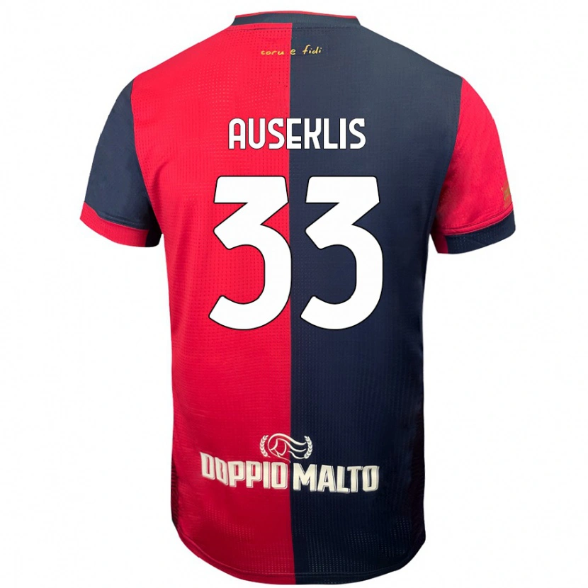 Danxen Homme Maillot Henrijs Auseklis #33 Rouge Bleu Foncé Tenues Domicile 2024/25 T-Shirt